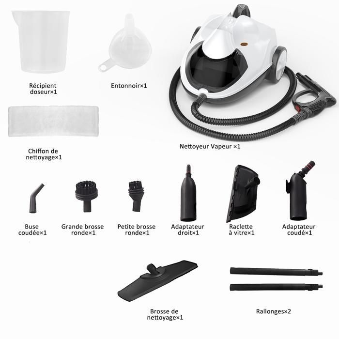 Nettoyeur Vapeur - Avec 13 accessoires - 4.5 bars - 2000W-Pour Cuisine/Salle de Bain/Maison/Auto/Tissus