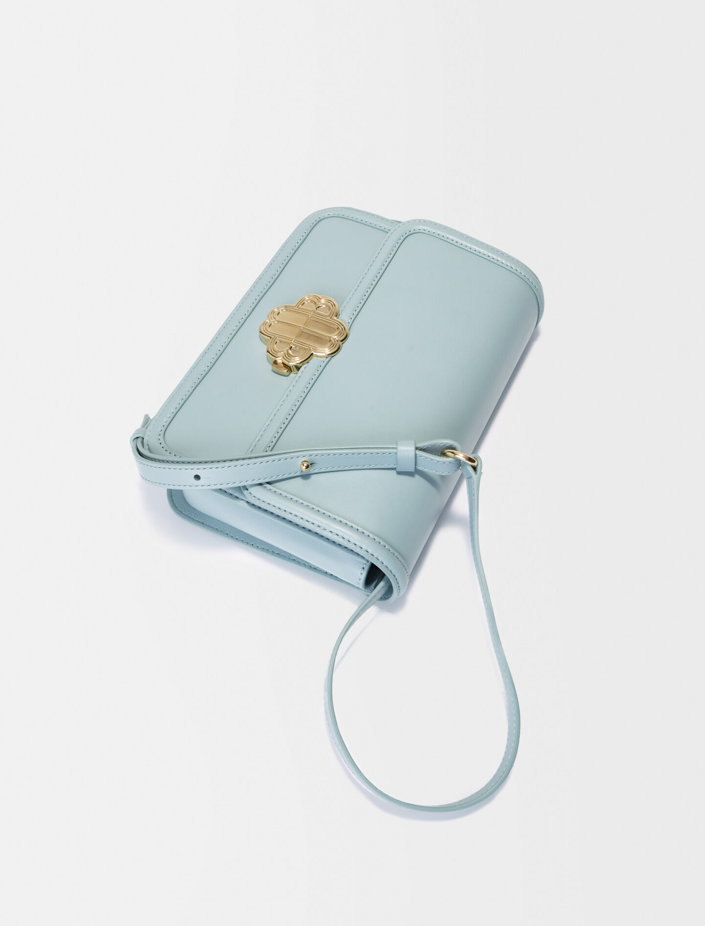 Clover-celadon leren tas met sluiting