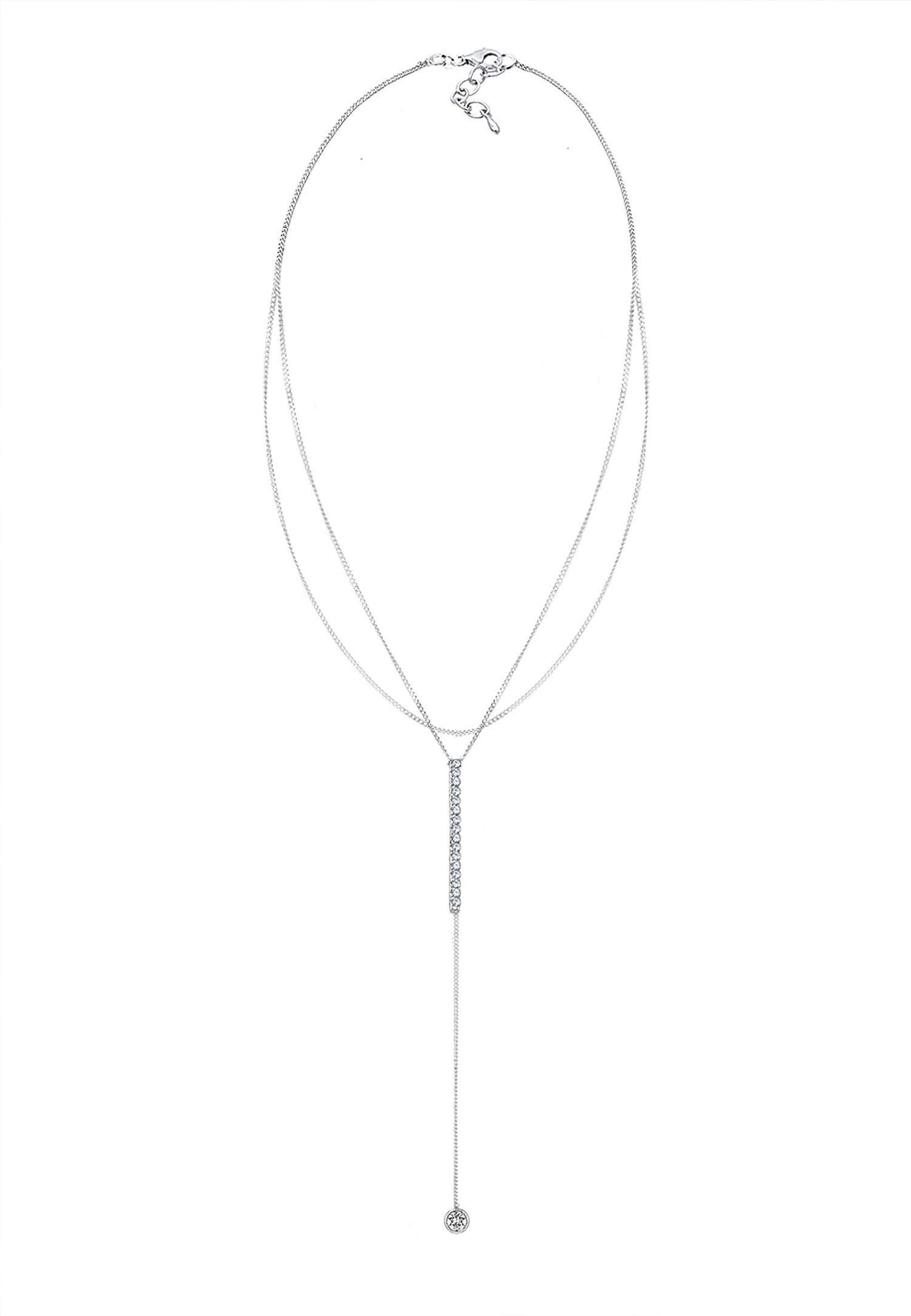 Elli Femmes chaîne en Y solitaire avec cristaux en argent sterling 925