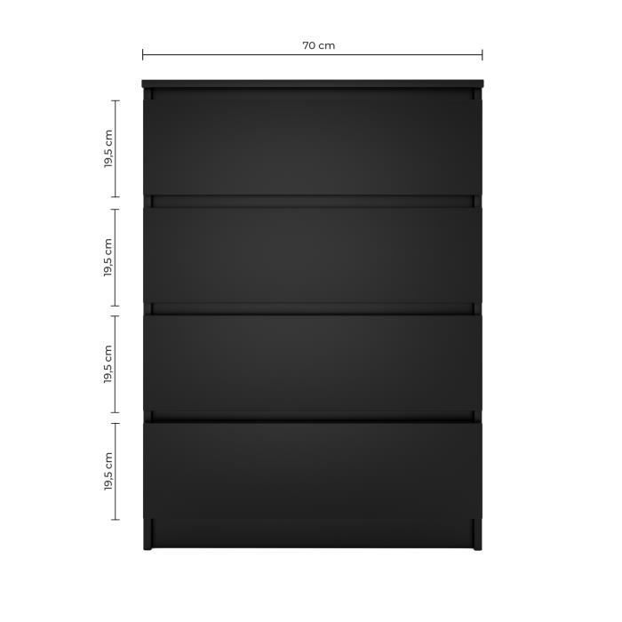 ASTER T4 - Cómoda para dormitorio/oficina/sala de estar 95,5x70x40 / 4 cajones - Mueble de almacenamiento moderno, cómoda de estilo escandinavo - Tocador
