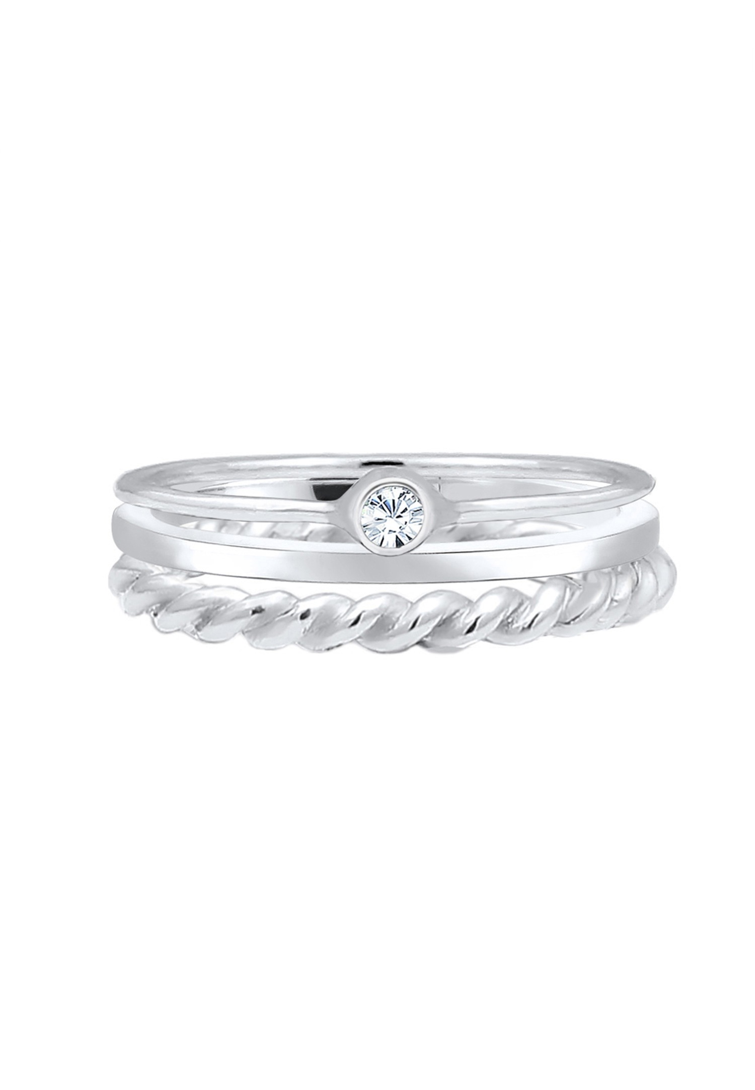 Elli Femmes Set Solitaire Basic Torsadé avec Cristal en argent sterling 925