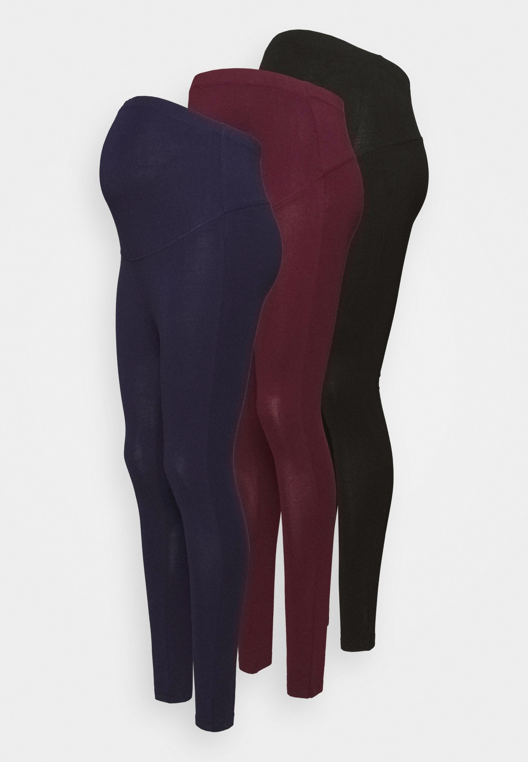 Anna Field MAMA 3-PACK - Leggings - Broek - zwart/bordeaux/donkerblauw