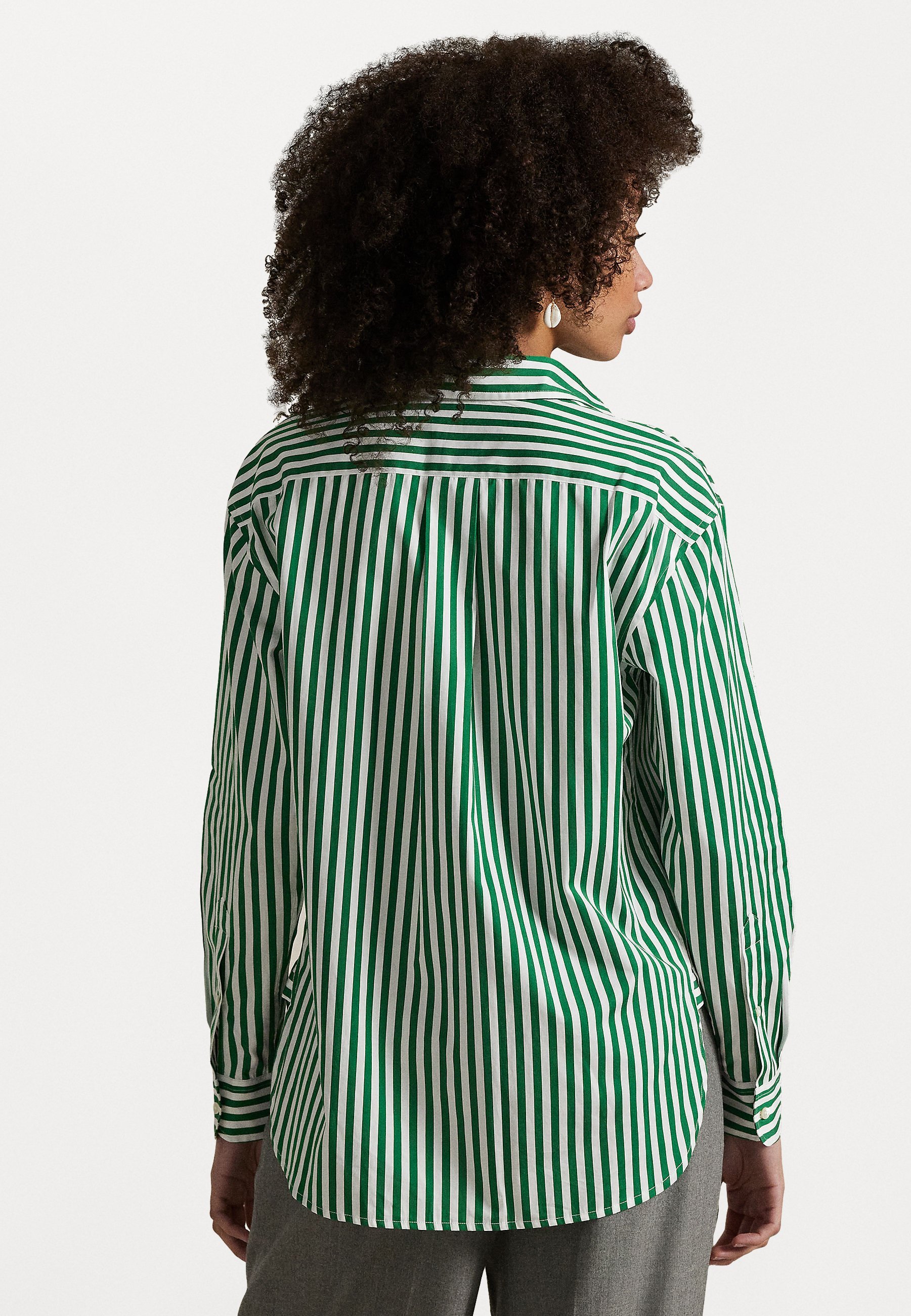 Polo Ralph Lauren RELAXED FIT GESTREIFTES BAUMWOLLHEMD - Bluse mit Knopfleiste - Grasgrün/Weiß