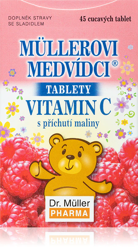 Dr. Müller Müller Bears® malinové pastilky s vitamínem C