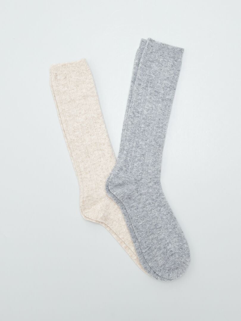 Calcetines de punto trenzado - BEIGE