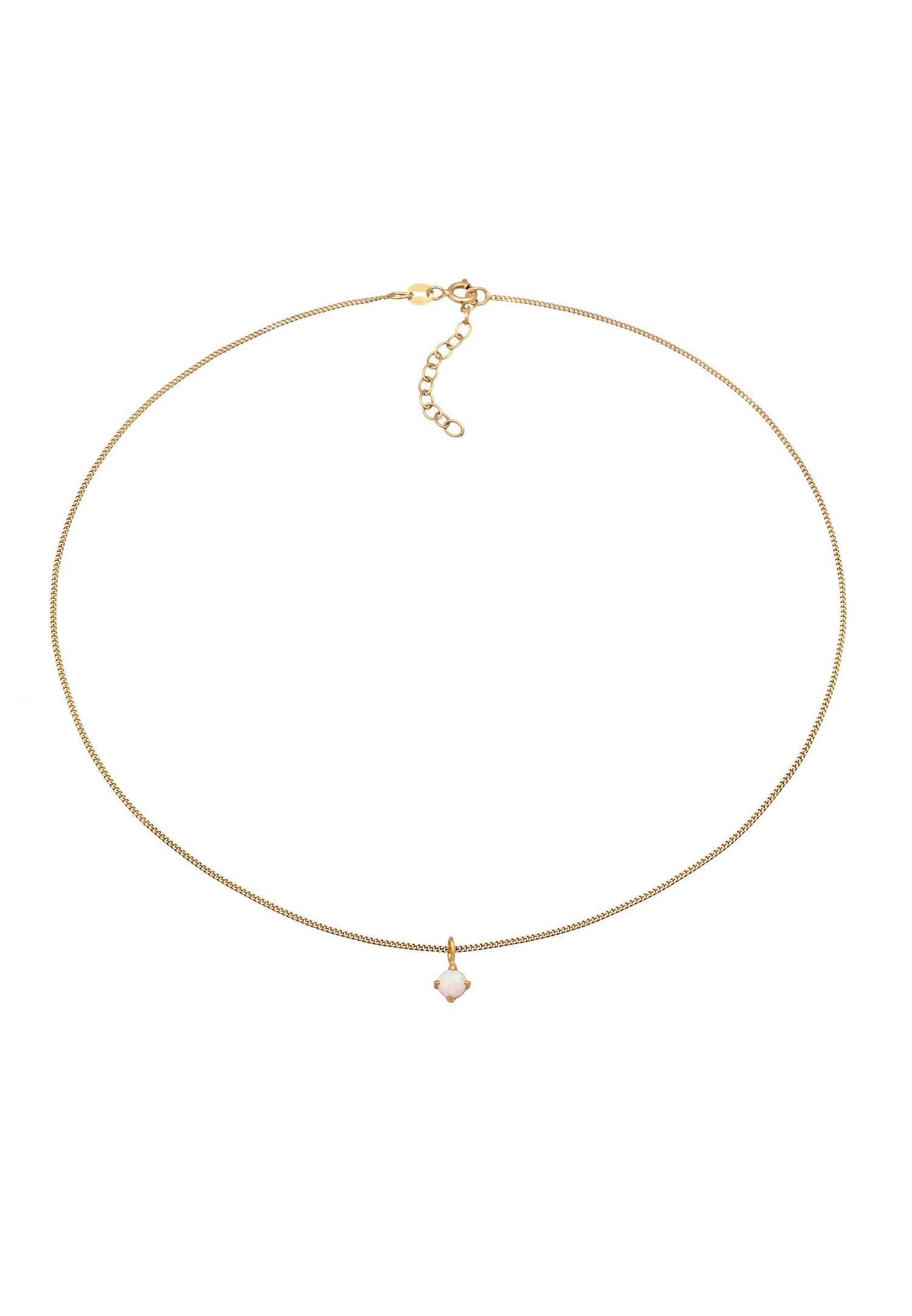Elli Femmes Choker Solitaire Pendentif Simple avec Synth. Opale en argent sterling 925 plaqué or