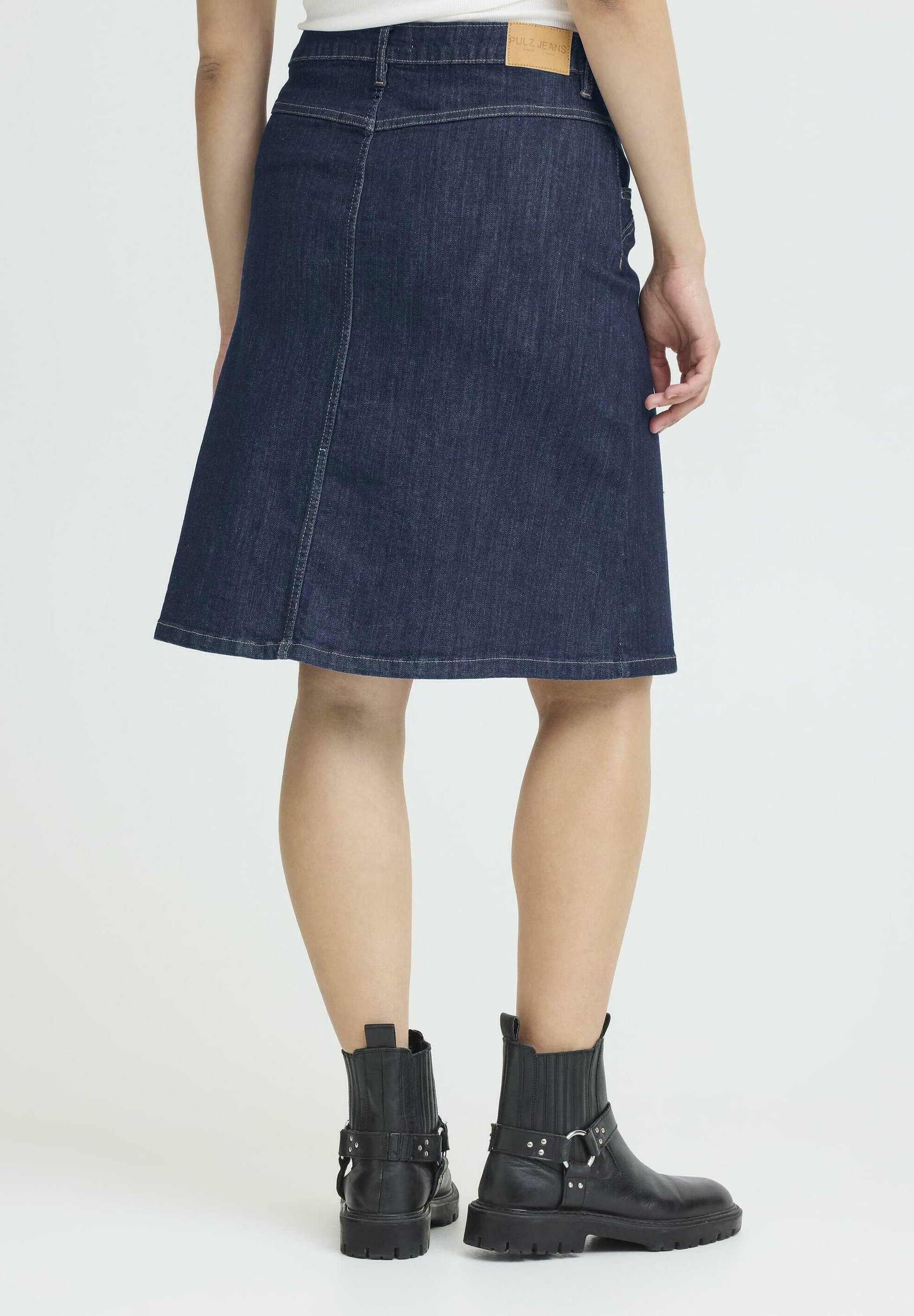 PULZ KATJA - A-lijn rok - ongewassen denim