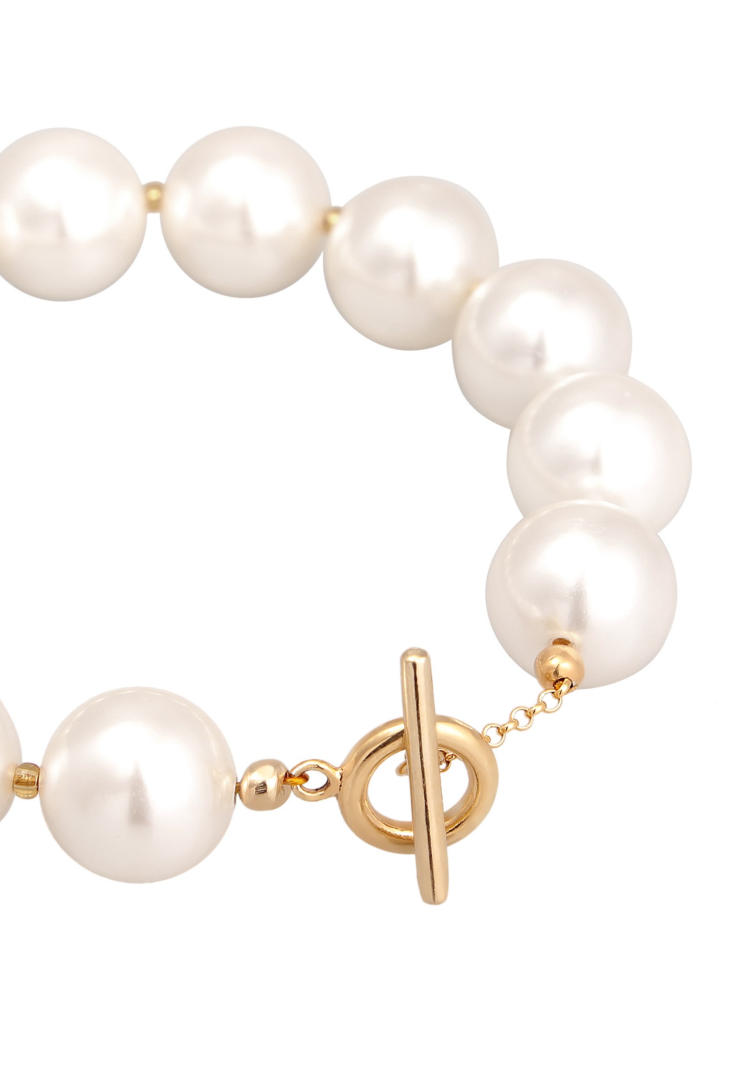 Elli Femmes Tendance classique T-Bone avec perles de coquillage en argent sterling 925 plaqué or