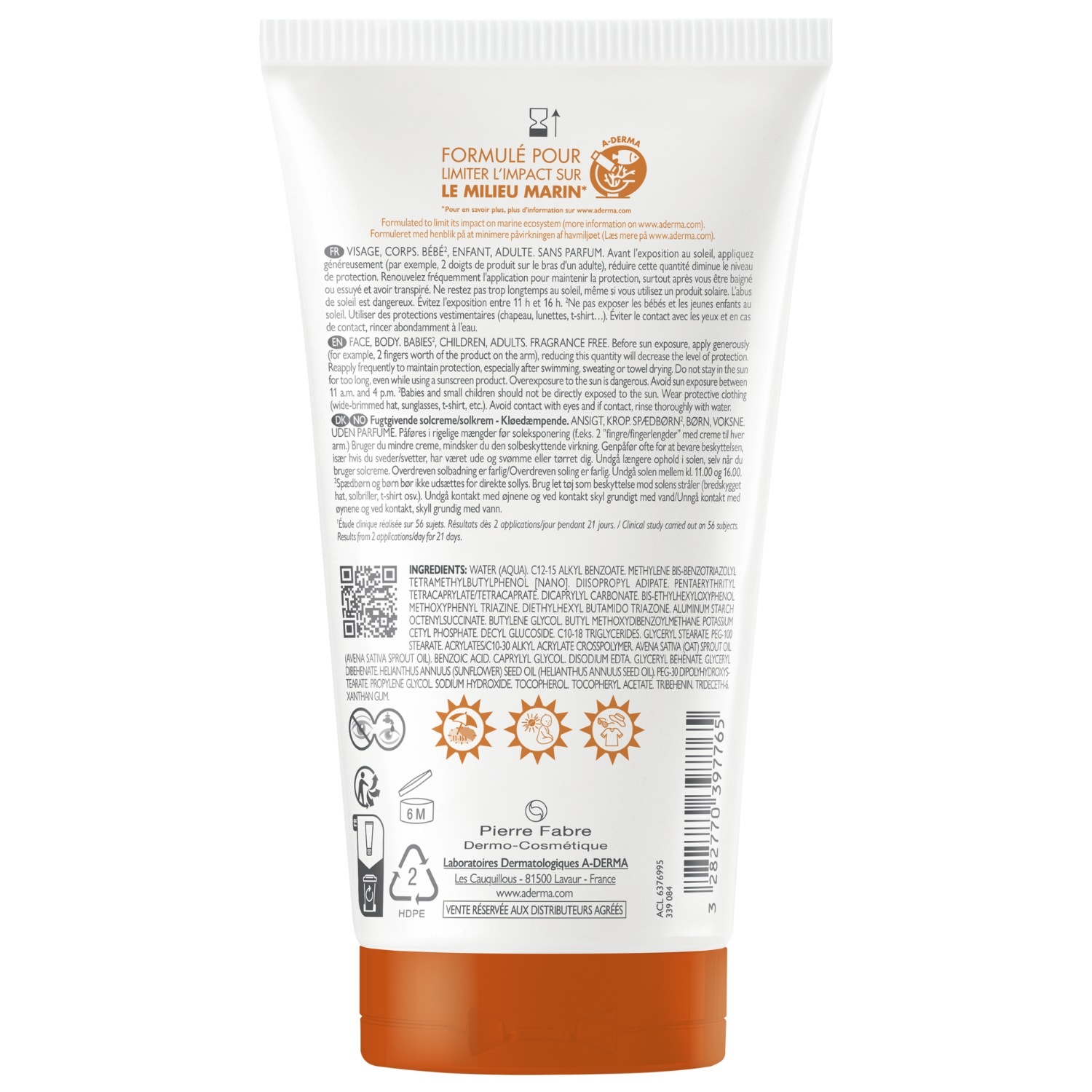 A-DERMA Exomega Control opaľovací krém SPF 50+ - 150 ml