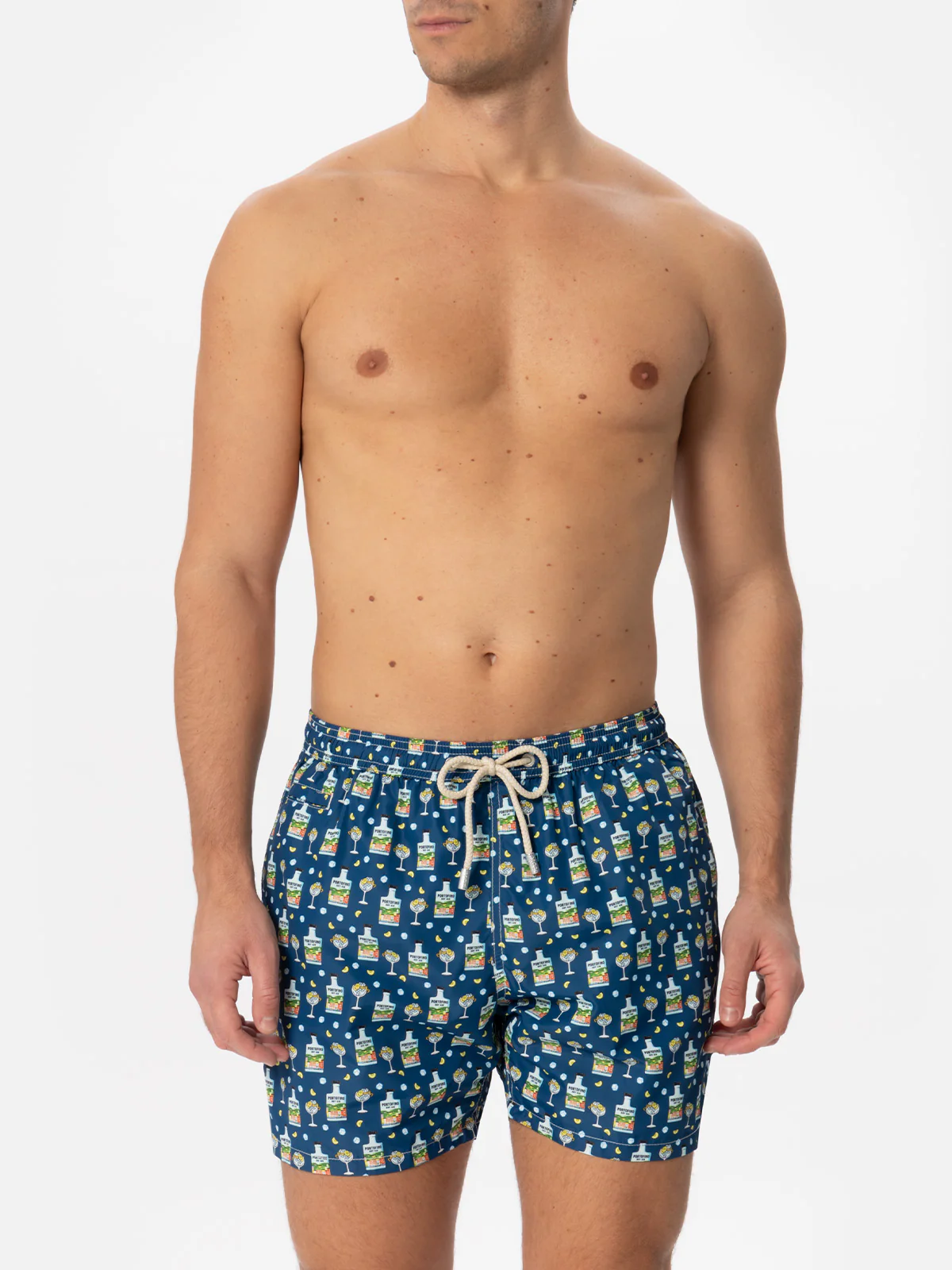 Costume da bagno da uomo in tessuto leggero con stampa Portofino gin |