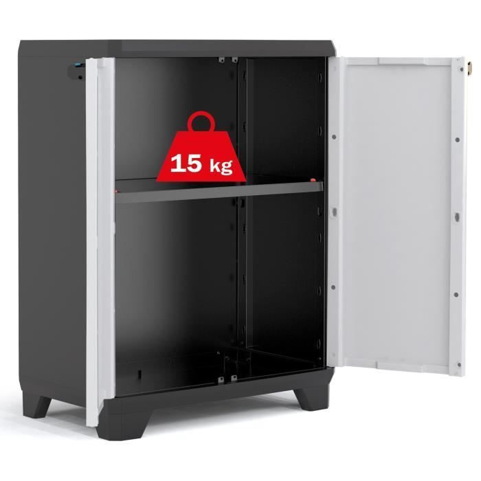 KETER | LINEAIRE LAGE KAST, Zwart / Grijs / Blauw, 68 x 39 x 90 cm