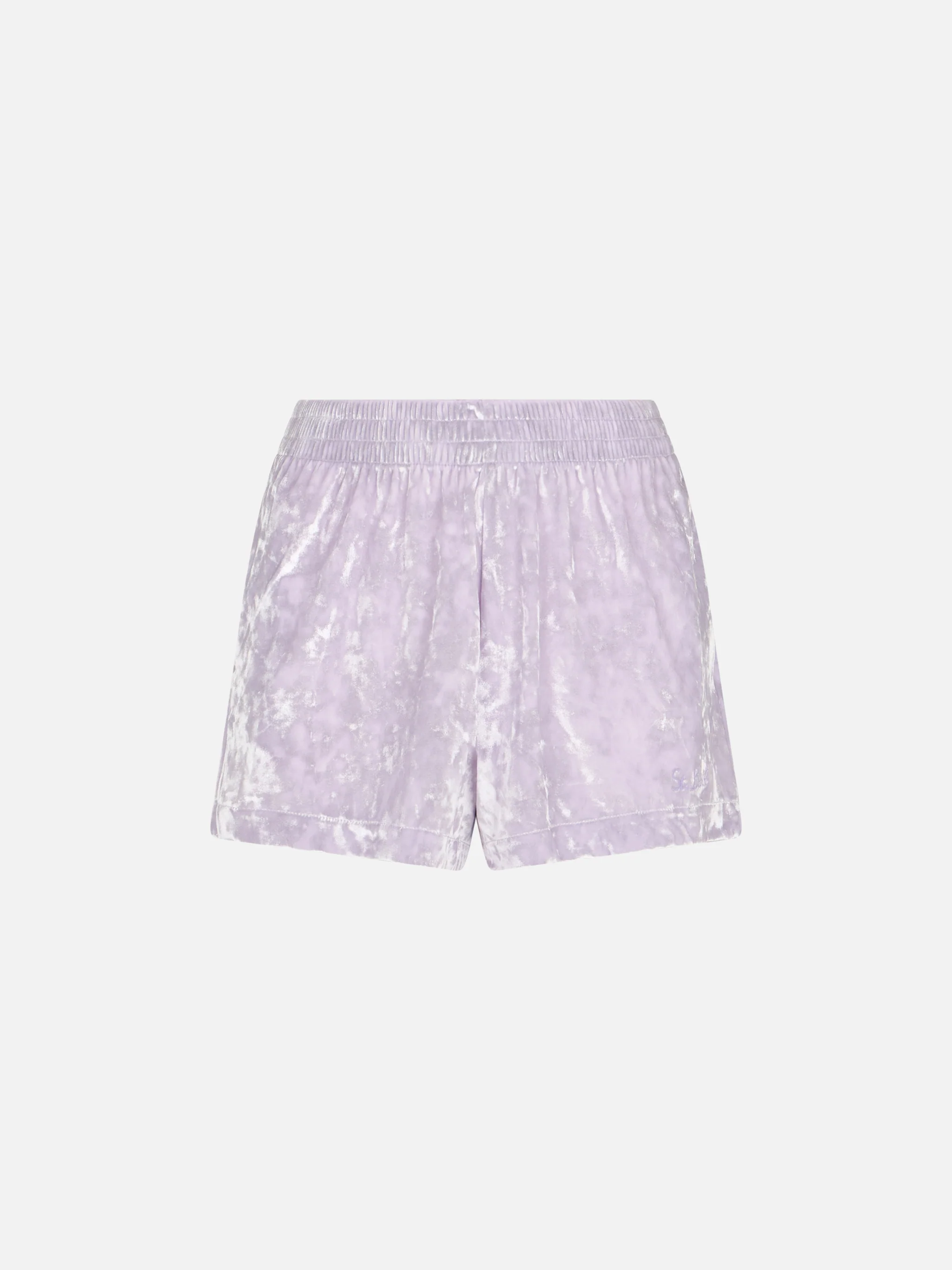 Pantaloncini corti in ciniglia lilla da donna Cate