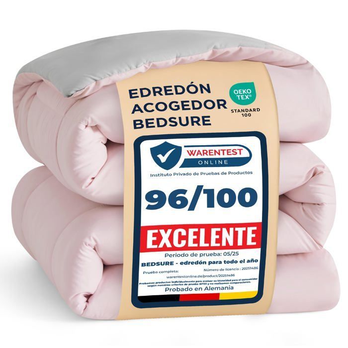 Couette-Bedsure-Rose poudré-Gris micro-155x220cm-300GSM