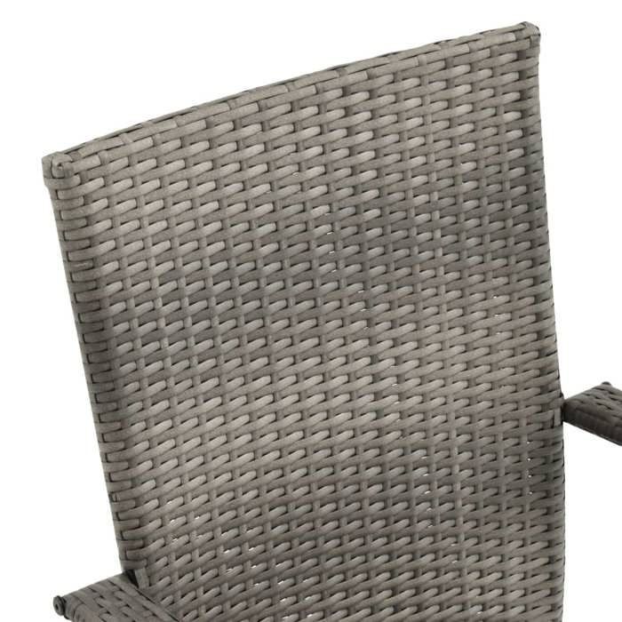 Tuineetset - BURKE - 3-delig - Grijs - Massief acaciahout - Geweven hars - Tafel van 88x88x74 cm