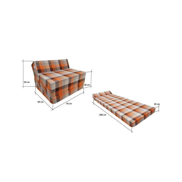Matelas futon pliable en mousse NATALIA SPZOO - Orange - 70x200cm - Ferme