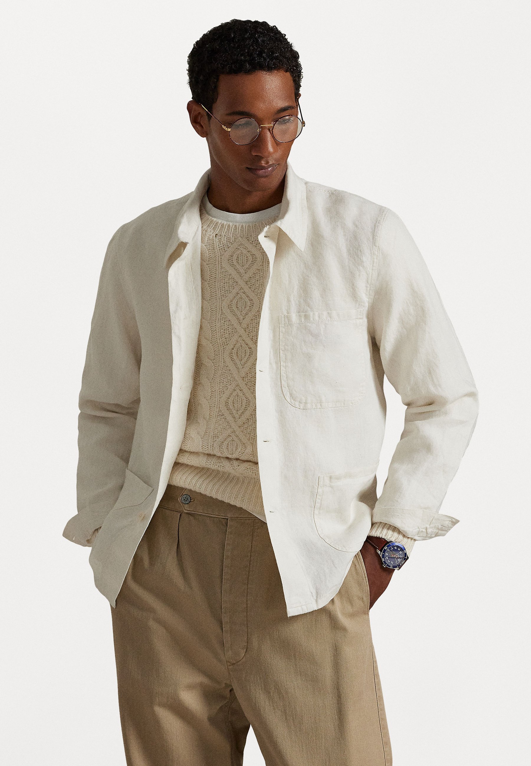 Polo Ralph Lauren LINEN UTILITY JACKET - Lichte jas - antiek crème