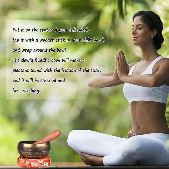Bol Chantant Tibétain Fait Main Bol de Méditation avec Belles Boîte d'emballage pour la Méditation, la Relaxation, Bouddhisme, Prièr