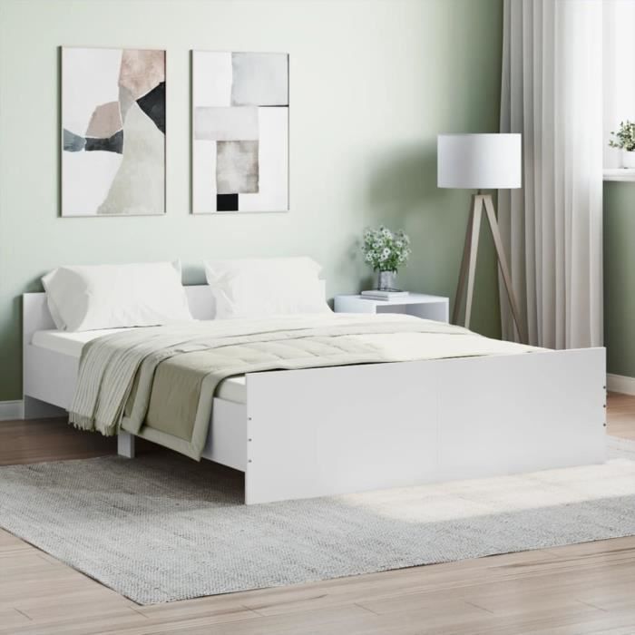 Struttura letto vidaXL con testiera e pediera, bianca, 140x190 cm, 3203782