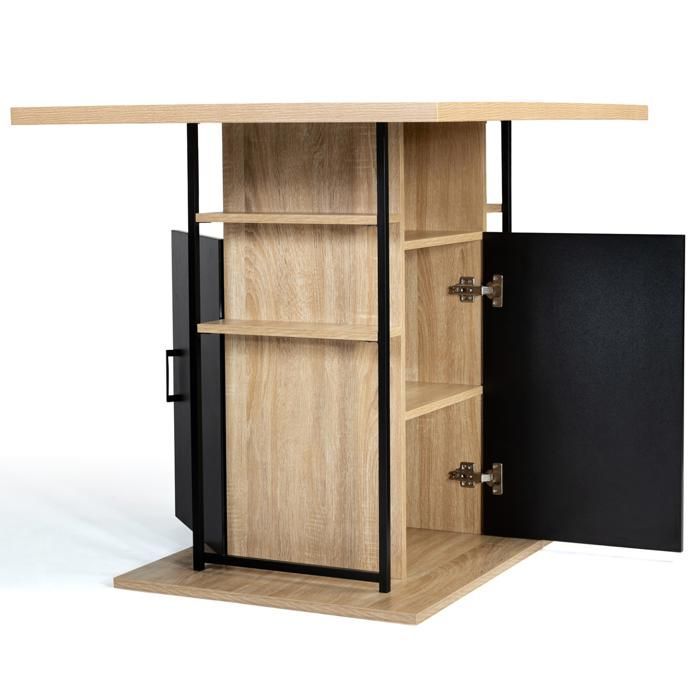 Isola centrale IDMARKET UGO da 110 cm in legno nero effetto faggio con contenitore dal design industriale