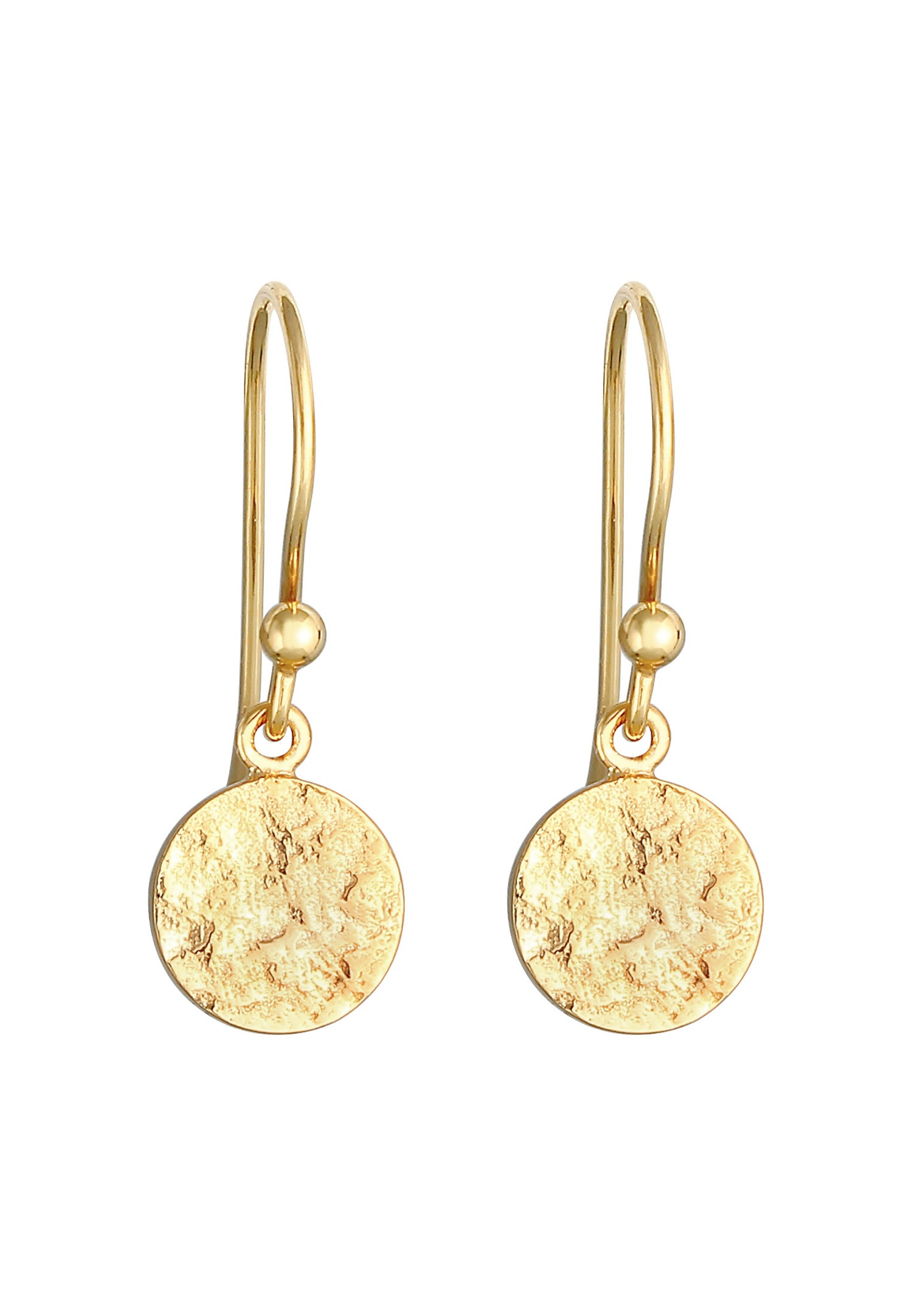 Elli Boucles d'oreilles goutte d'eau biologique martelée en argent sterling 925 plaqué or pour femme