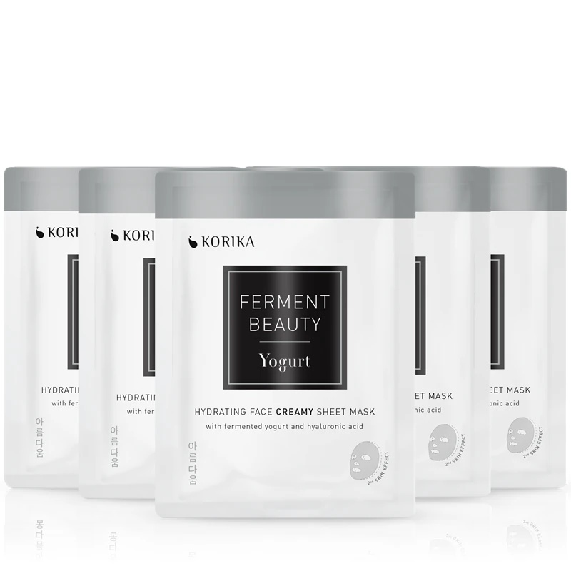 KORIKA FermentBeauty 5 mitrinošu sejas masku komplekts ar fermentētu jogurtu un hialuronskābi par atlaides cenu