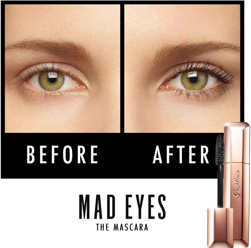 GUERLAIN Mad Eyes Buildable Volume Mascara, een waterproof mascara die volume geeft en de wimpers dikker maakt.