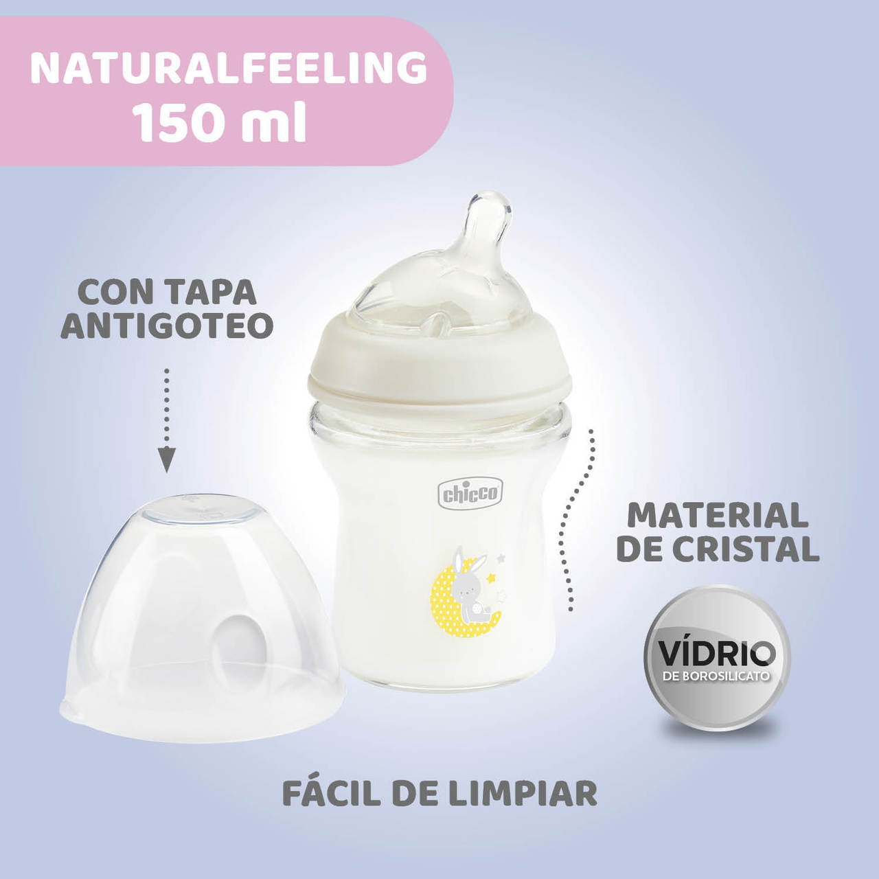 Γυάλινο μπιμπερό NaturalFeeling 150ml 0m+