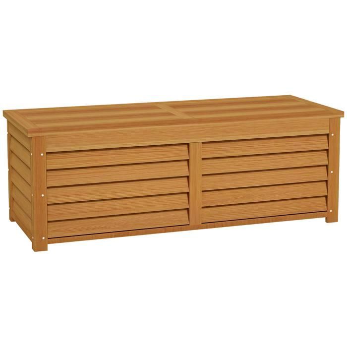 Coffre de rangement - Outsunny - extérieur jardin 176 L avec poignée stockage bois - bois - 130x50x45cm - naturel