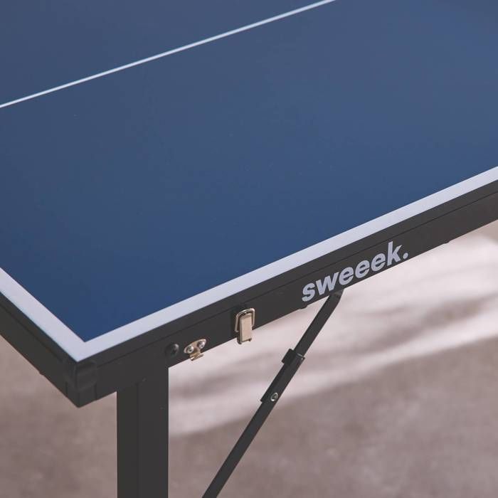 Mini mesa de ping-pong azul para interiores, 150x75cm, con 2 paletas y 3 pelotas.