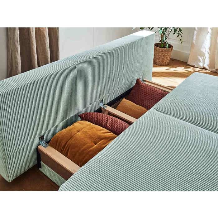 Cristal – 3-Sitzer-Schlafsofa mit Stauraum – aus Cord – Blau