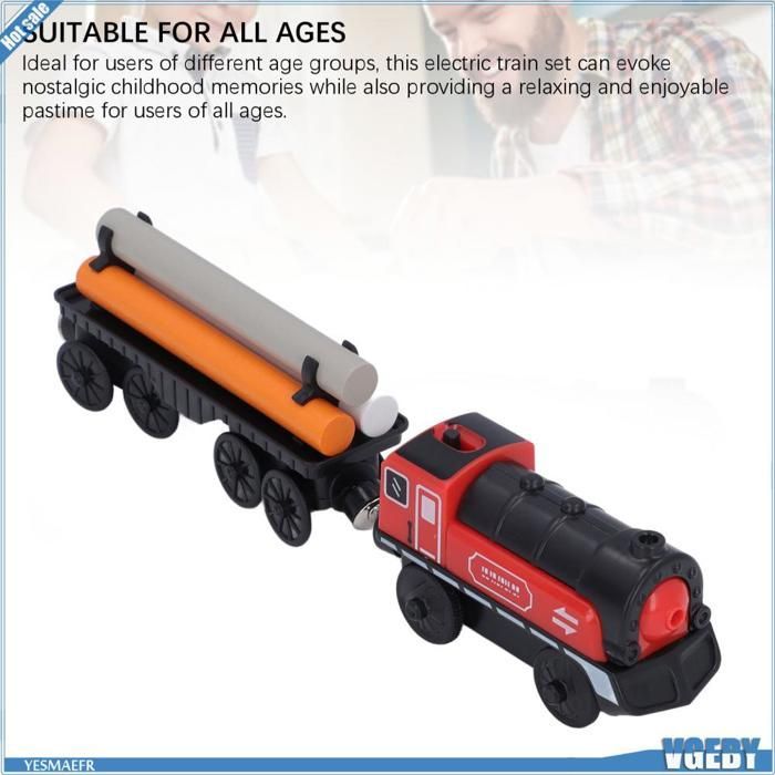 Tren eléctrico Ashata, tren eléctrico de madera a pilas, construcción creativa de vías, juego de juguetes ideal.
