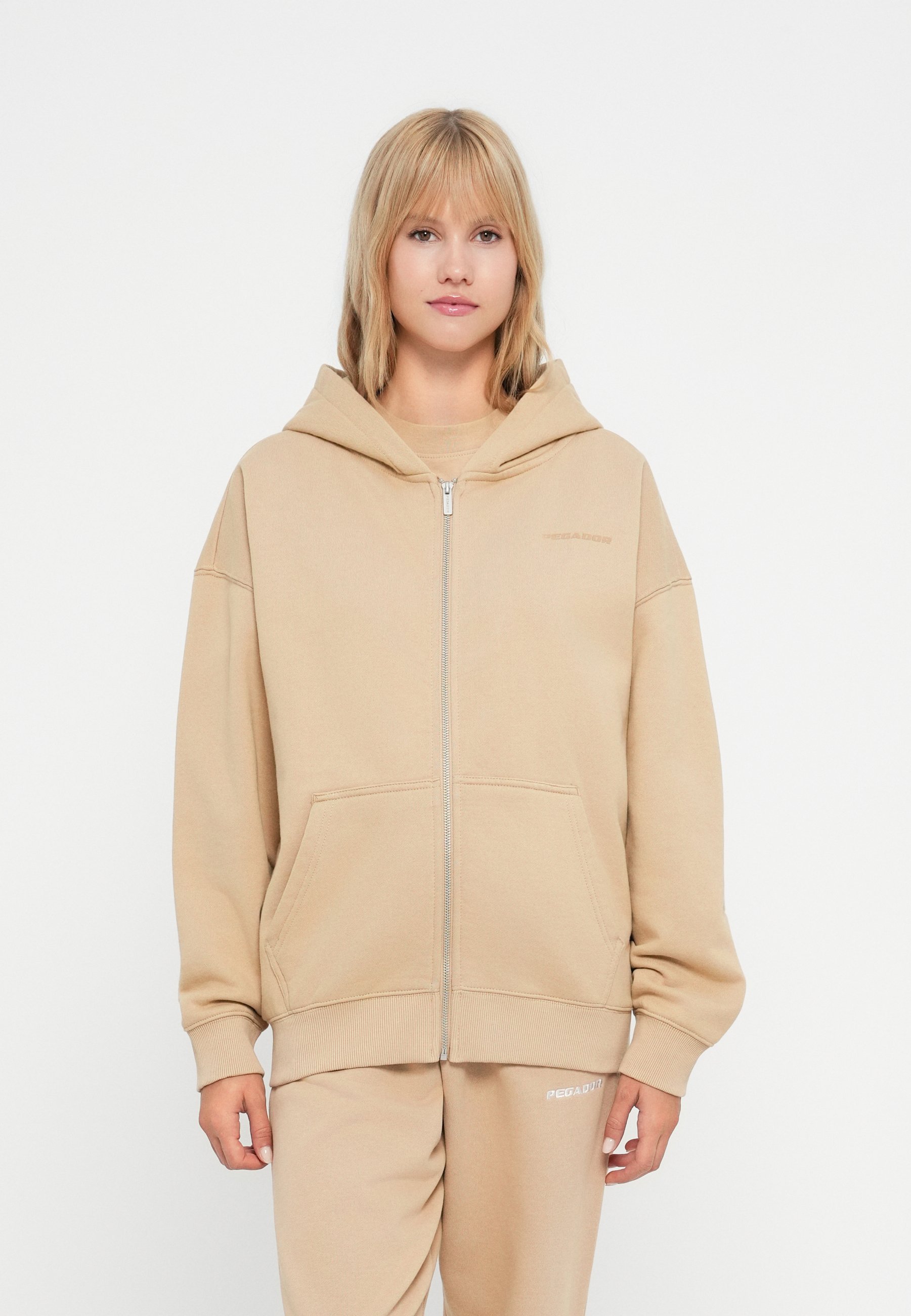 Pegador RAMIRA OVERSIZED - Sweatshirt met rits - gewassen cappuccino