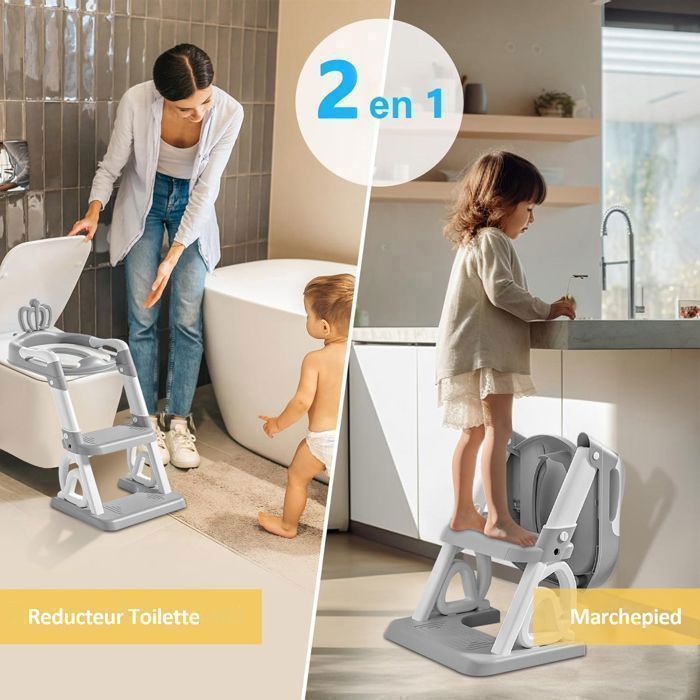 Child Toilet Seat Reducer, Child Toilet Booster Seat with Steps and Comfortable Cushion, Toilet Seat for Boys/Girls