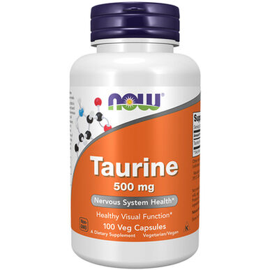 Ahora, cápsulas de taurina de 500 mg para la salud del sistema nervioso, apoyo para el sistema nervioso con taurina, 100 cápsulas.
