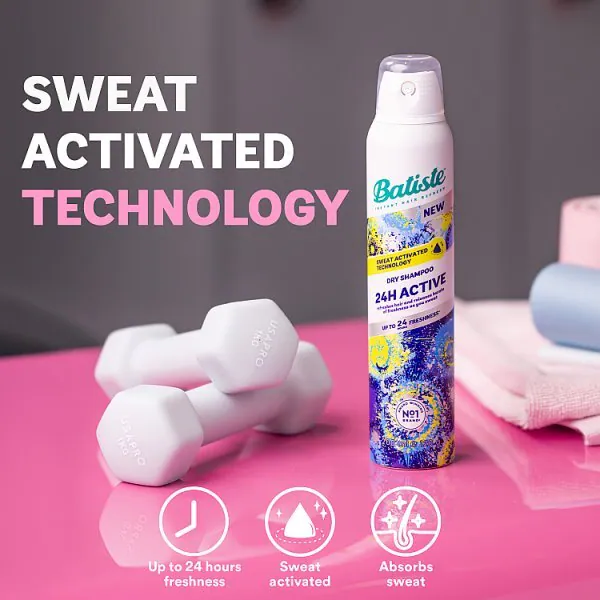 Batiste 24H Active Shampoo Seco com Tecnologia Ativada pelo Suor