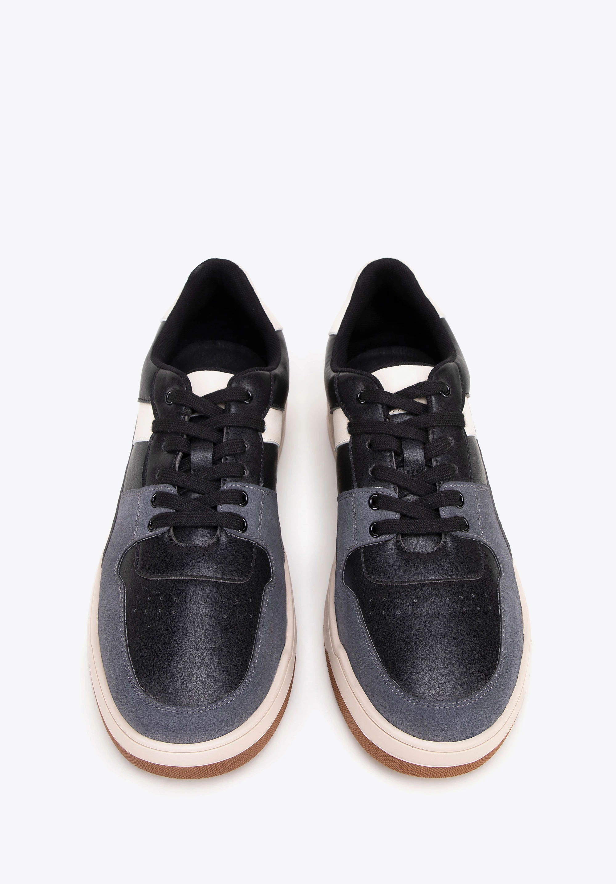 Męskie sneakersy z ekoskóry czarno - szare