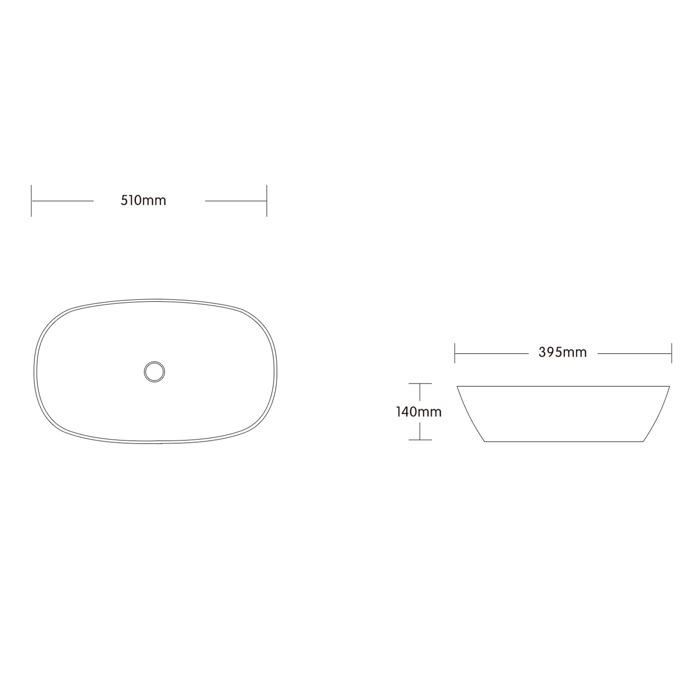 Lavabo de encimera ovalado de cerámica blanca doporro con revestimiento NANO Easy Clean Brüssel104 51x39,5x14 cm