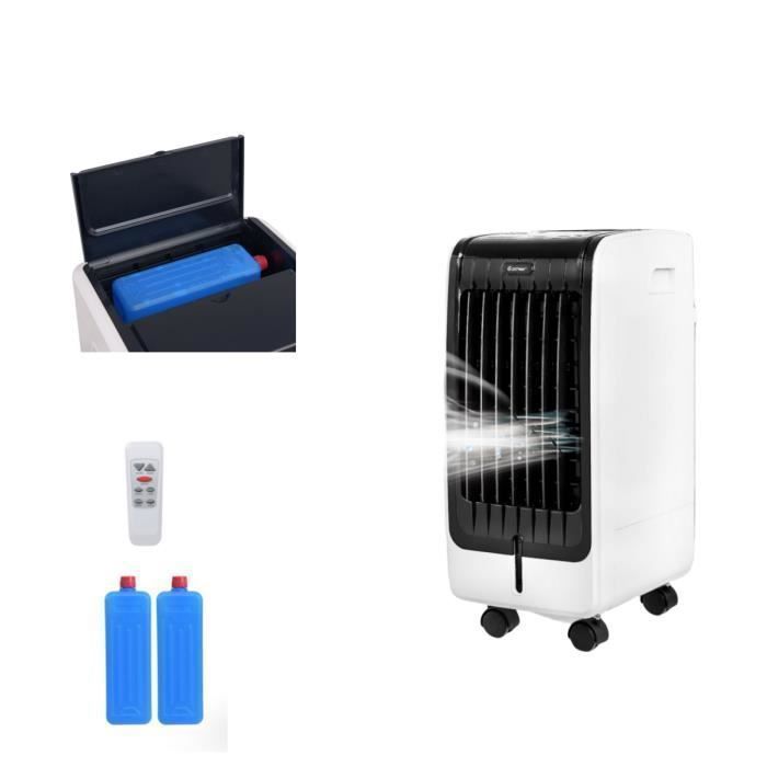 Aire acondicionado portátil COSTWAY 6L 4 en 1: enfriador de aire, ventilador de 75W, control remoto, temporizador de 8 horas, 3 velocidades, 32x25x57 cm, pantalla LCD.