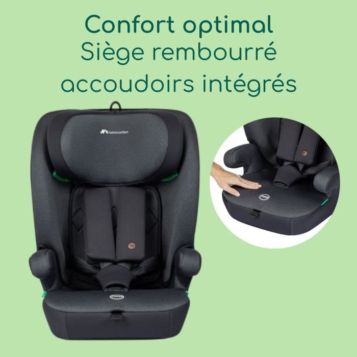 Seggiolino auto convertibile BEBE CONFORT GROW i-Safe con cinture di sicurezza, da 15 mesi a 12 anni (76-150 cm), standard di sicurezza R129, colore nero fumé.