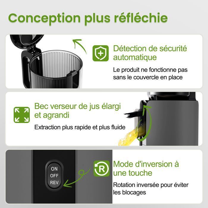 Juicer - VENTRAY - Ventray Max 120 Cold Press - 250W - 120mm Feed Chute - Black