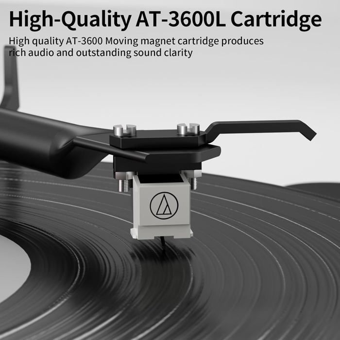 Turntable - CACTOSE - HiFi - Bluetooth - Detachable speakers - Brown wood - 45 RPM