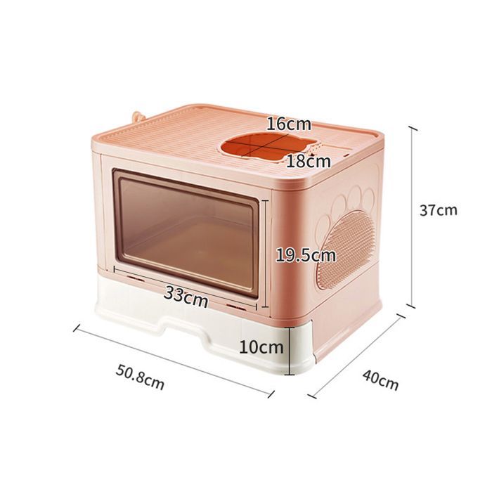 Arenero plegable para gatos - ERROLVES - Rosa - Caseta de baño de PP - 48,5*36,5*38 cm