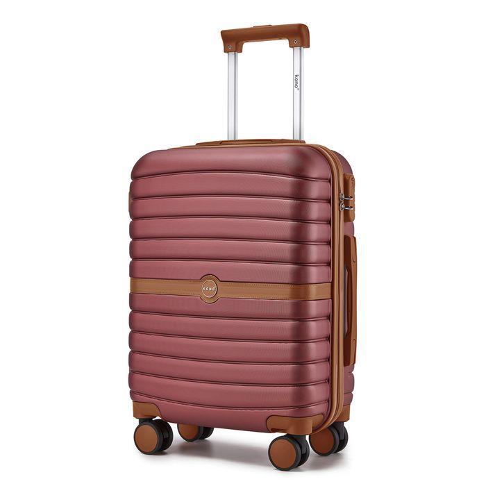 Maleta de cabina Kono, tamaño 55x40x20 cm, carcasa rígida de ABS+PC, maleta de viaje pequeña con 4 ruedas y cerradura, carrito de viaje, roja