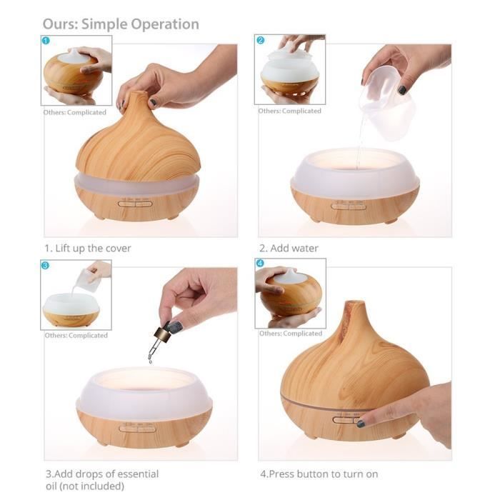 300ml Diffuseur d'Huiles Essentielles Aromathérapie-Humidificateur Portable Ultrasonique Brume Fraîche Arôme-Diffuseur de Parfum-...