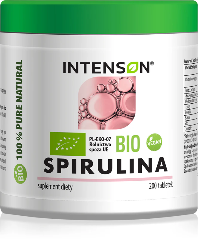 Výživový doplnok Intenson Organic Spirulina spirulina 100% prášok