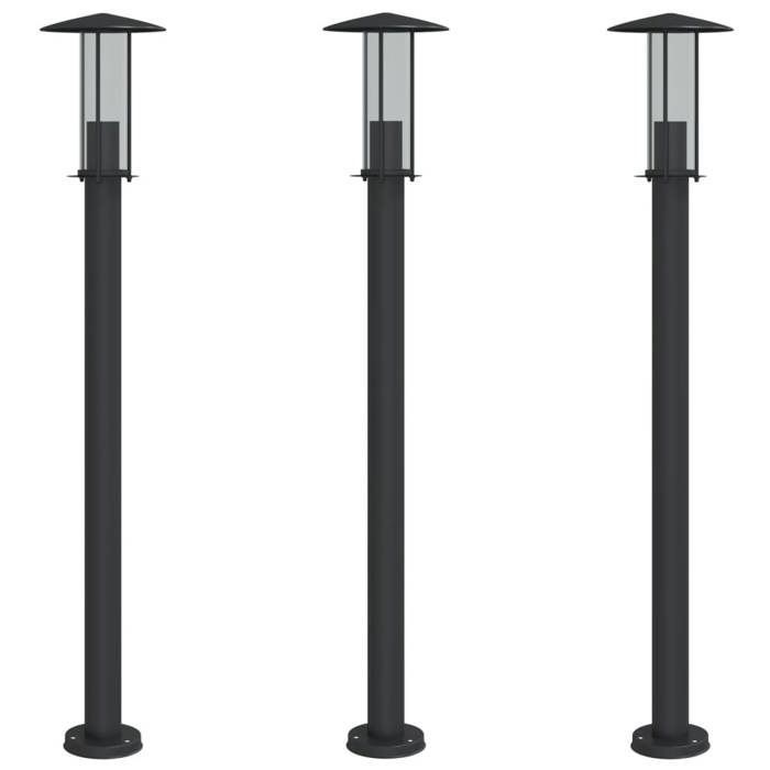 Vloerlamp voor buiten - HELLOSHOP26 - 3 stuks - Roestvrij staal - IP44 - 100 cm