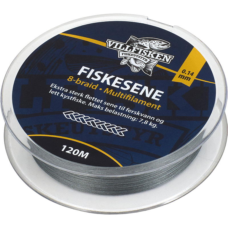 Villfisken Fiskesnøre 8-flet 0,14 mm, 120 m, Villfisken