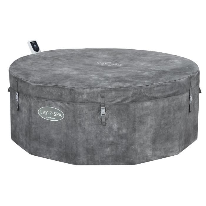 Spa gonflable BESTWAY - Lay-Z-Spa Carrara - 140 airjets - 170 x 65 cm - 4 à 6 places - Rond (couverture, cartouche, 4 appuie-tête)