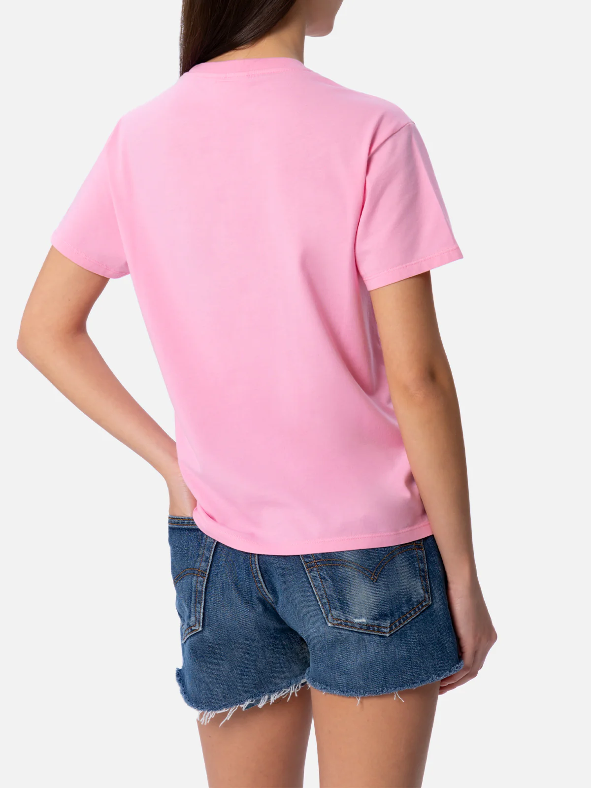 Emilie dames T-shirt met ronde hals van katoenen jersey met bikini-borduurwerk.