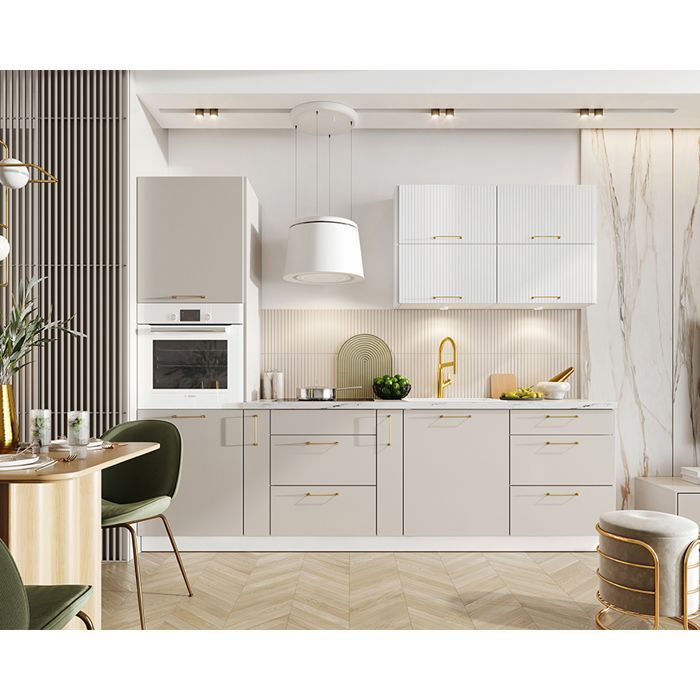 Cuisine complète emplacement pour four encastrable 270 cm couleur beige - KATIA